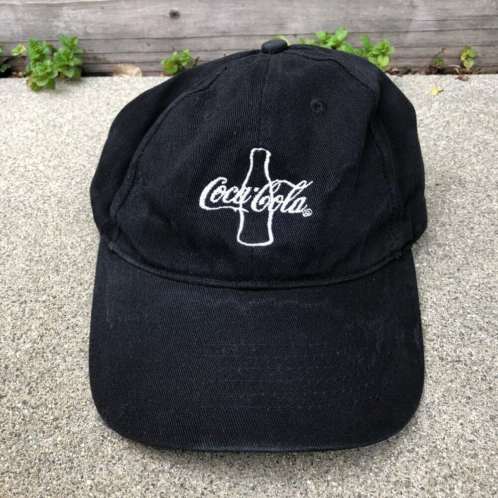 Vintage APOLLO USA Coca Cola Hat Men's Black Adjustable Dad Cap Embroidered​​​